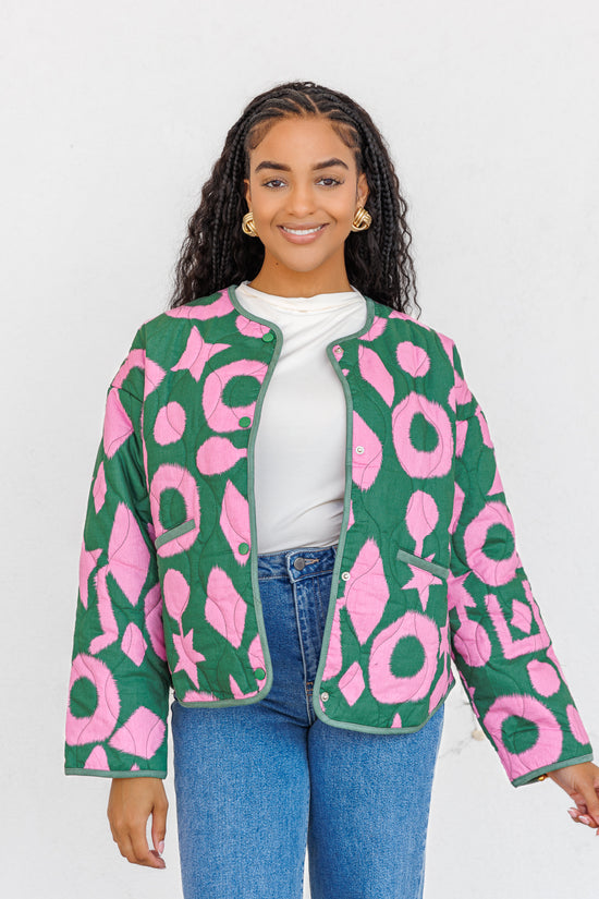 THML GREEN AND PINK QUILTED JACKET