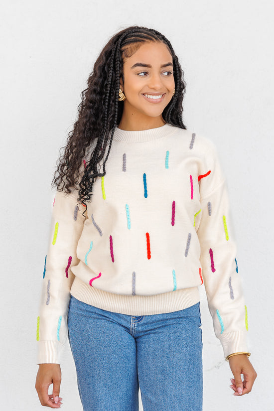 THML KNIT SWEATER WITH COLOR DETAIL