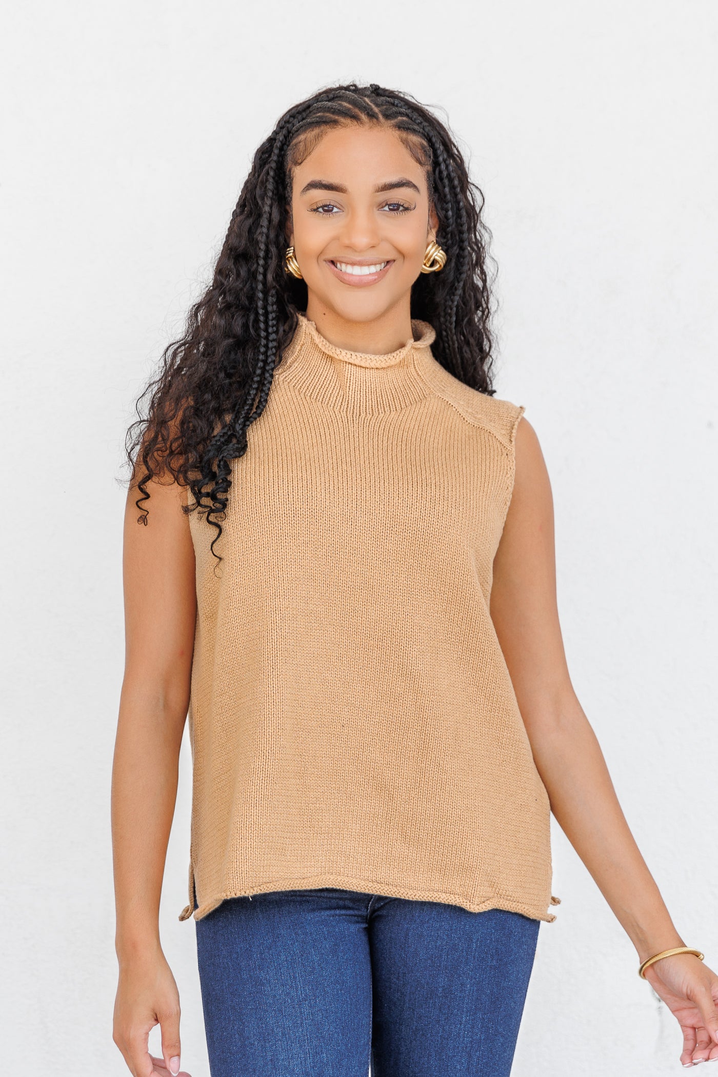 MUSTARD SEED WHEAT KNIT TOP