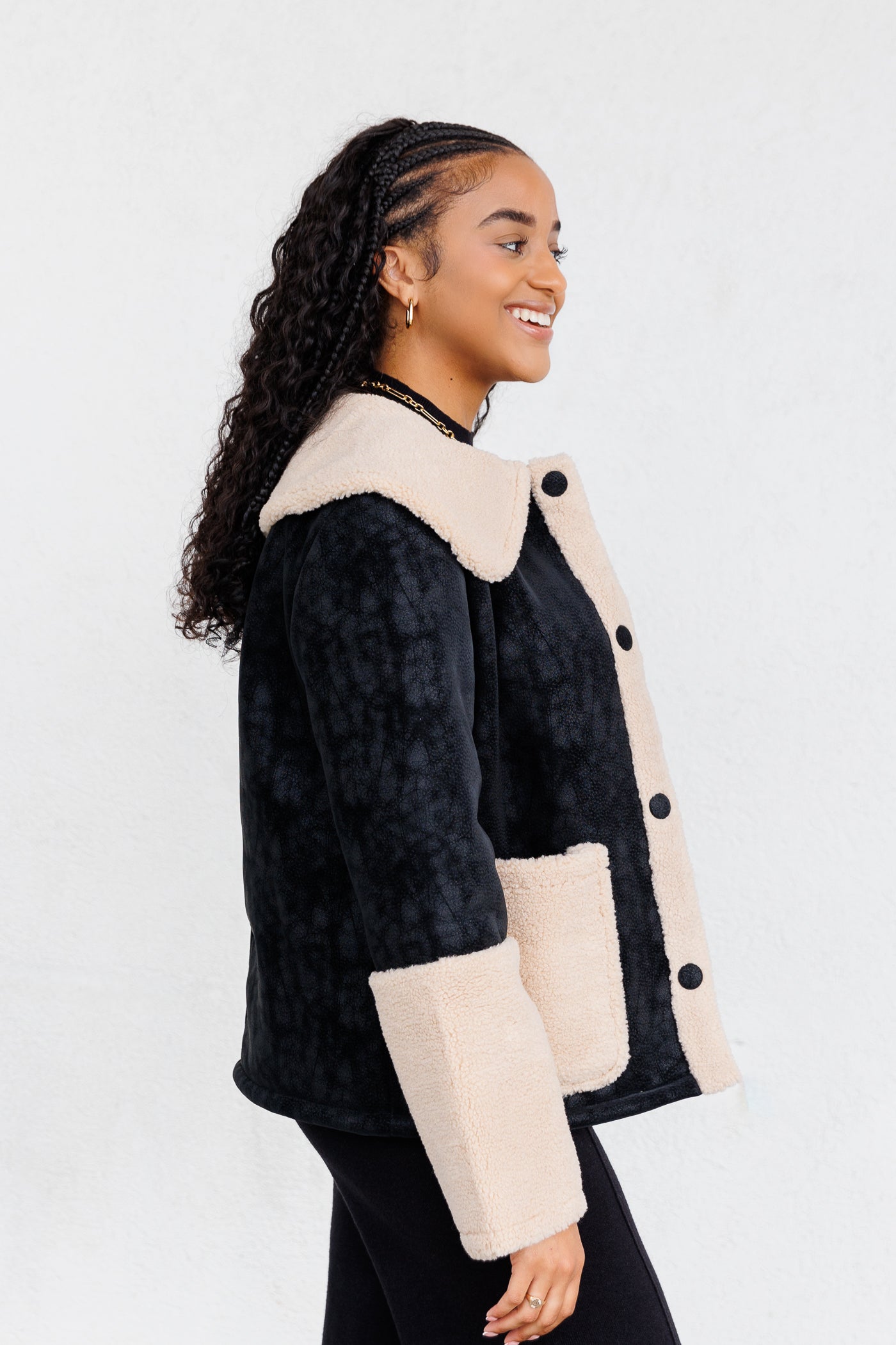 AUREUM FAUX FUR TEDDY LINING COAT