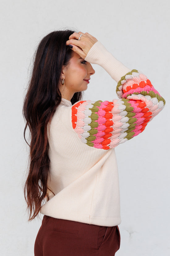 THML CREAM SWEATER WITH BISHOP SLEEVES