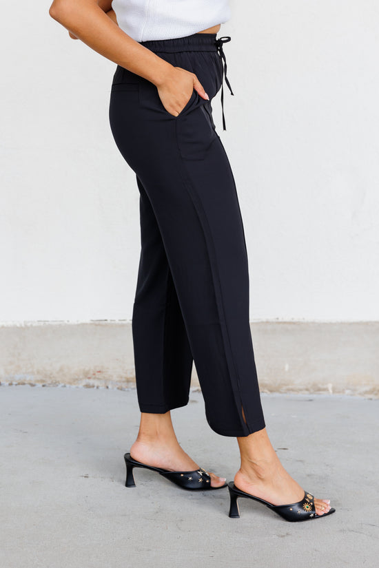 ATLAS BLACK TAILORED CROPPED PANTS